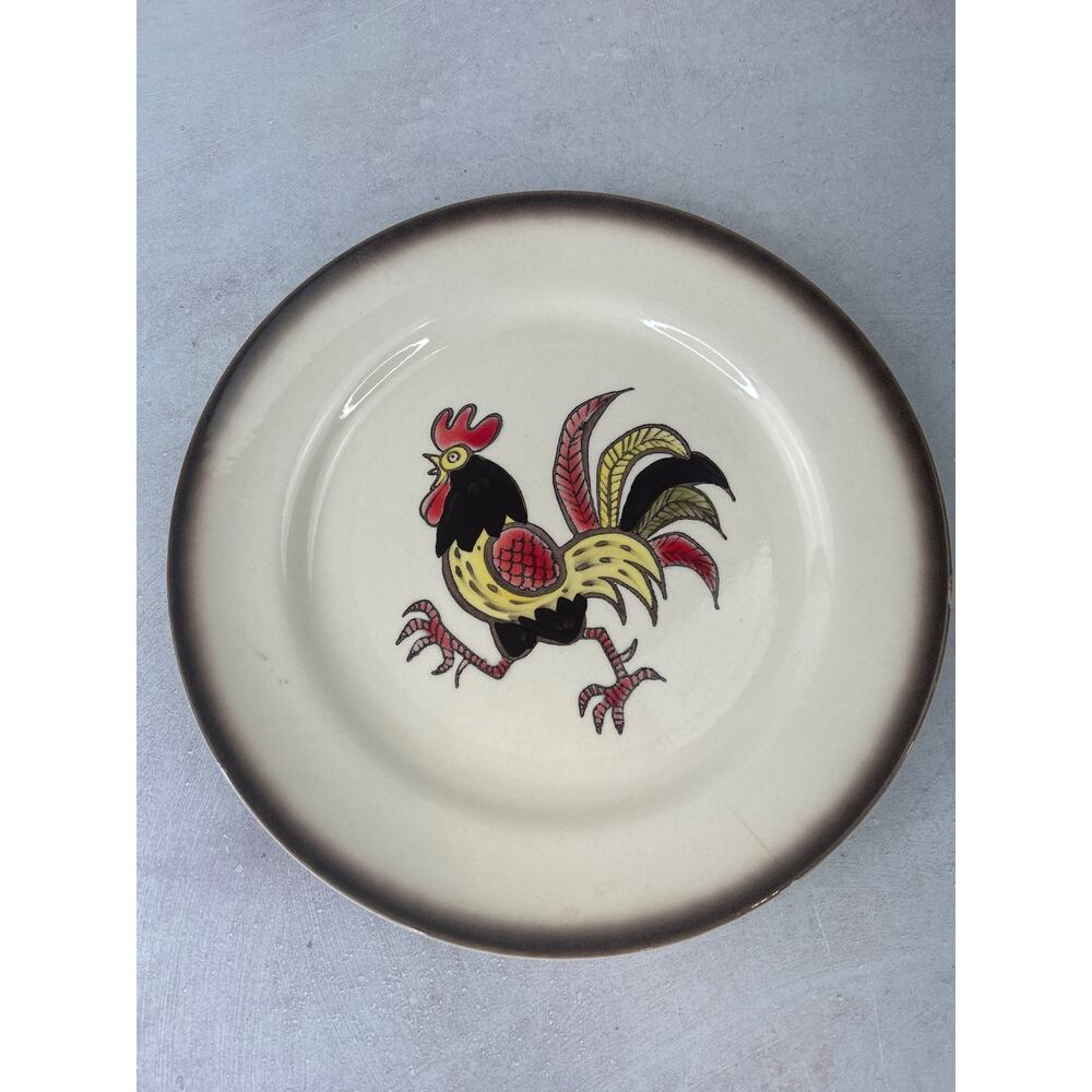 Vintage MCM Metlox Poppytrail Red Rooster Plates‎ Retro California 9.5 inches